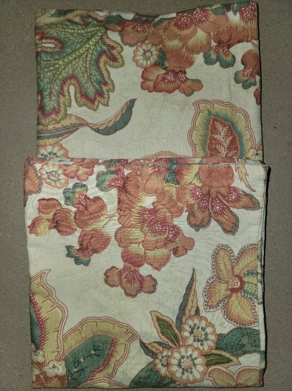 Pottery Barn 20X20 Floral Jacobean Throw Pillow Cover in Cream, Coral & Green